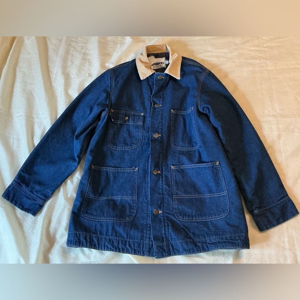Vintage 70's Roebucks Insulated Denim Chore Coat 42-44
